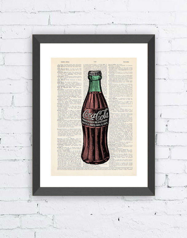 Cuadro hoja antigua Coca-Cola, Tamaños 31X38cm y 24.5X30.5cm